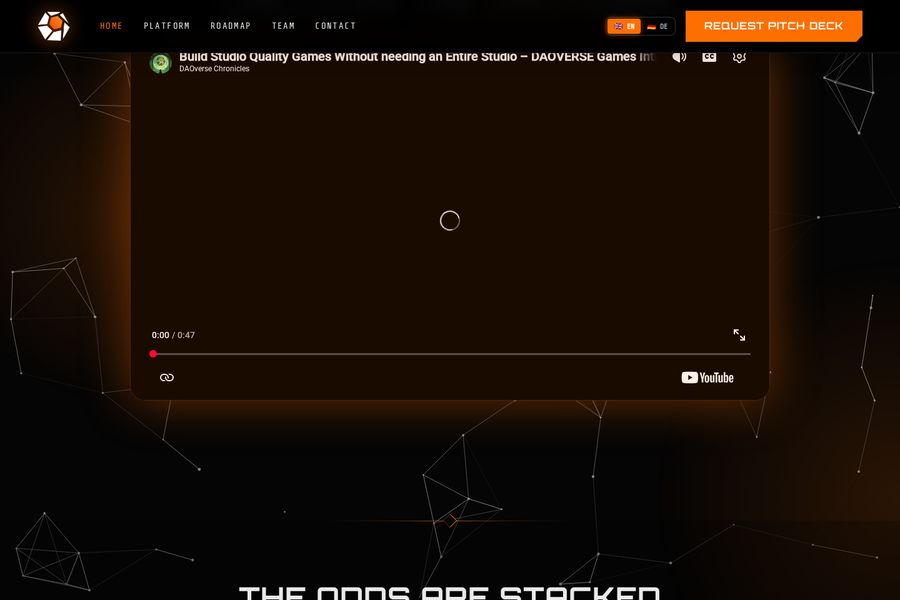 Screenshot of the DAOVerse Games website