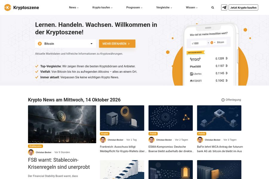 Screenshot of the Kryptoszene website